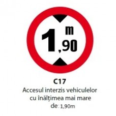 Accesul interzis vehiculelor cu inaltimea mai mare de 1,90m, Indicator rutier | Semn de circulatie