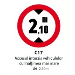 Accesul interzis vehiculelor cu inaltimea mai mare de 2,10m, Indicator rutier | Semn de circulatie