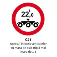 Accesul interzis vehiculelor cu masa pe osia tripla mai mare de ... t, Indicator rutier | Semn de circulatie