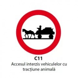 Accesul interzis vehiculelor cu tractiune animala, Indicator rutier | Semn de circulatie