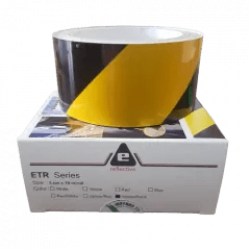 Banda reflectorizanta adeziva, galben/negru, 5cm x 10m