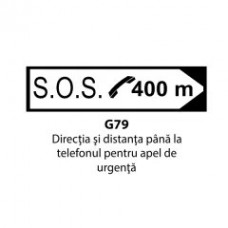 Directia si distanta pana la telefonul pentru apel de urgenta, Indicator rutier | Semn de circulatie