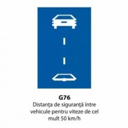 Distanta de siguranta intre vehicule pentru viteze de cel mult 50 km/h, Indicator rutier | Semn de circulatie