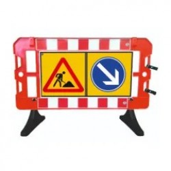 Gard Cu Panou Semnalizare Lucrari Si Ocolire Dreapta, 12,5 kg. Rosu