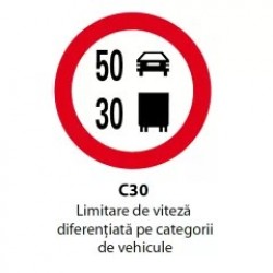 Limitare de viteza diferentiata pe categorii de vehicule, Indicator rutier | Semn de circulatie