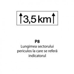 Lungimea sectorului periculos la care se refera indicatorul, Indicator rutier | Semn de circulatie