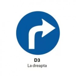 Obligatoriu la dreapta, Indicator rutier (D3) | Semn de circulatie