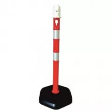 Stalp mobil cu benzi reflectorizante si greutate 3.7kg, diametru Ø 6.3cm, alb-rosu