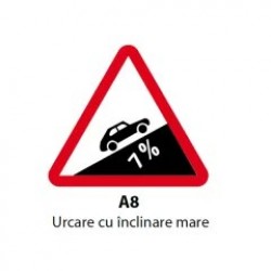 Urcare cu inclinare mare, unghi de 7%, Indicator rutier | Semn de circulatie